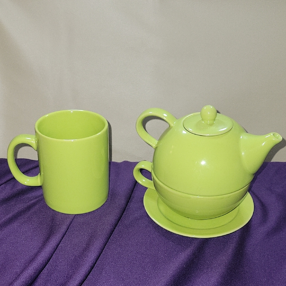 Omniware Teaz Ceramic Teapot and Mug Set